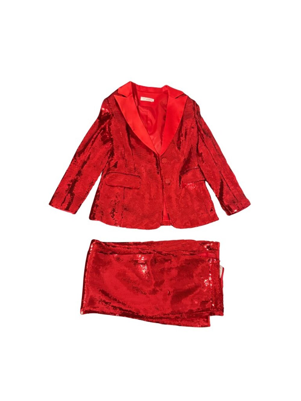 YR CHAN sequins red suit